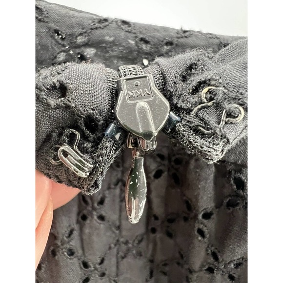 Vince Women’s Short Sleeve Square Neck Cotton Eyelet Lined Dress Black Size 4 - Picture 9 of 12